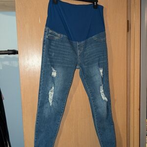 SHEIN Blue Distressed Jeggings